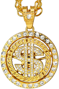 Naszyjnik Wisiorek Złota Zawieszka DOLAR Cekiny