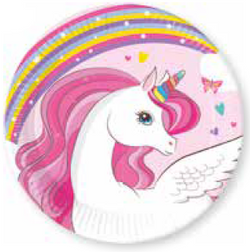 Talerzyki Jednorożec Unicorn Urodziny 20cm 8szt.