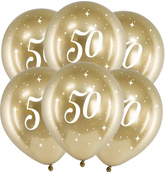 Balony Glossy 30cm, 50, złoty, 6szt.