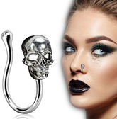 KOLCZYK do Nosa Sztuczna CZASZKA Wkładany Piercing