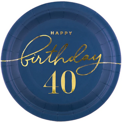 Talerzyki Happy Birthday 40 Urodziny 18cm 6szt.