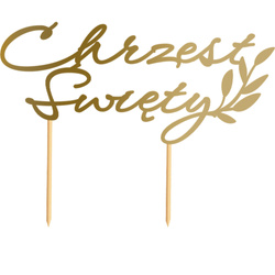 Topper na Tort CHRZEST ŚWIĘTY Listki ZŁOTY