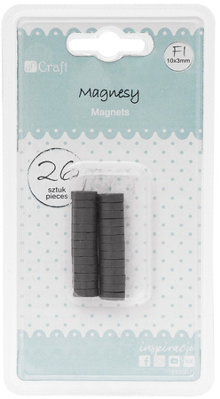 Magnesy Czarne Okrągłe Dekoracyjne 10x3mm 26szt