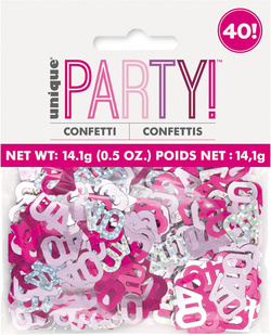 Konfetti Dekoracyjne 40 URODZINY Różowe 14g