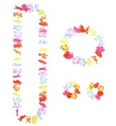 Zestaw Hawajski Wianek Naszyjnik Bransoletki Kwiat