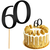 Topper na Tort LICZBA 60 Urodziny CZARNY