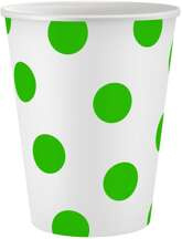 Kubeczki Papierowe Białe w Zielone Groszki 6szt.