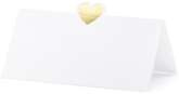 Wizytówki na stół Białe złote serce 10x5cm, 10szt.