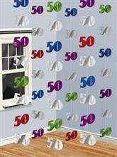 Dekoracja wisząca 50 urodziny, 6szt 2m, 1 op.