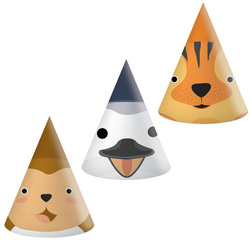 Czapeczki Papierowe ZWIERZĘTA ZOO Dżungla 6szt.