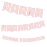 Baner Happy Birthday, j. różowy, 15 x 175cm