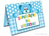 Zaproszenie na urodzinki, niebieskie, 1 szt.
