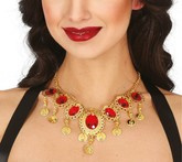 Metaliczny Naszyjnik z Czerwonymi Kamieniami