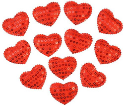 Naklejki Czerwone Cekinowe Serca Serduszka 12szt.
