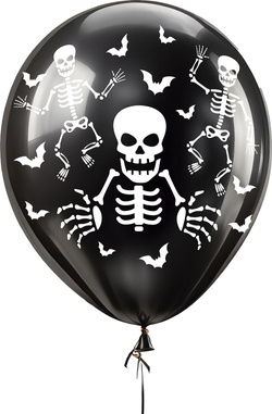 BALONY Lateksowe Czarne KOŚCIOTRUP Halloween 10szt
