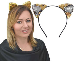 Opaska DISCO Kot Dwustronne CEKINY Złote Srebene