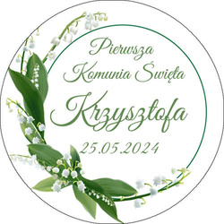 Opłatek tortowy 29 cm Komunia Imię Data Boho 1szt.