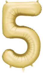 Balon foliowy Cyfra "5" Satyna ZŁOTY, 86cm, 1szt