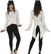 Srebrny FRAK z Cekinami Marynarka Damska, M