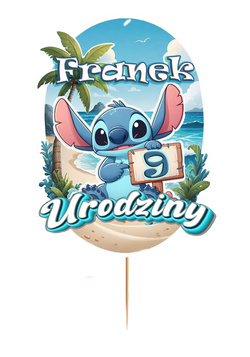 Topper Stich DUŻY Urodziny IMIĘ 1szt.