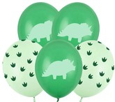 Balony Lateksowe DINOZAURY Dino Łapki Zielone 5szt