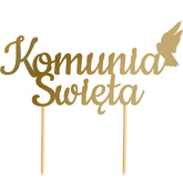 Topper na Tort KOMUNIA ŚWIĘTA Gołąbek ZŁOTY