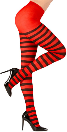 Rajstopy Czerwone Czarne Paski MIKOŁAJKA 70 DEN XL