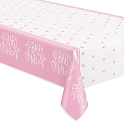 Obrus Foliowy Różowy BABY SHOWER Serca 137x213cm
