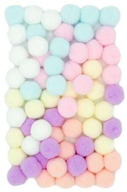 Pompony Pluszowe Pastelowe Mix Kolorów 2cm 60szt.