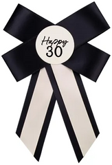 Kotylion Happy 30 URODZINY Kremowo-Czarny 11x17cm