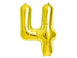 Balon foliowy 34" cyfra "4", złoty, 1 szt.