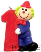 Świeczka na tort PAJACYK, nr 1, 1 szt.