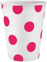 Kubeczki Papierowe Białe w Różowe Groszki 6szt.
