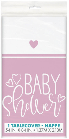 Obrus Foliowy Różowy BABY SHOWER Serca 137x213cm