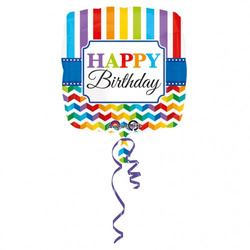 Balon foliowy urodzinowy Happy Birthday 45cm, 1szt