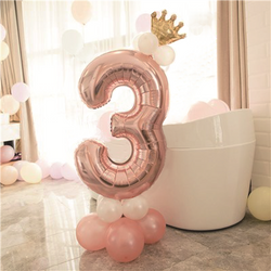 Zestaw balonów różowe złoto cyfra 3, 1 kpl