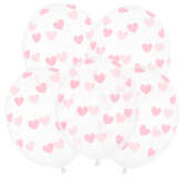 Balony przezroczyste w Serduszka j. róż 30cm 5szt