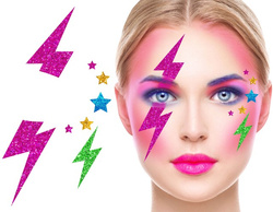 Naklejki Biżuteria Ozdoba Twarz Disco Błyskawica