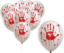 BALONY Lateksowe Krwawe ŚLADY Dłoni Halloween 10sz