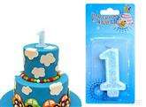 Świeczka cyferka "1" na tort, błękitna, 1 szt.