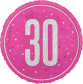 Balon Foliowy Różowy Błyszczący 30 URODZINY 45cm
