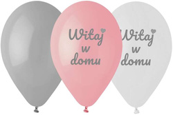 Balony WITAJ W DOMU Dziewczynka Różowe Mix 6szt.