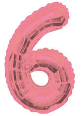 Balon foliowy cyfra SZEŚĆ 6 różowy 100 cm, 1 szt.