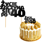 Topper Tort ŻYCIE ZACZYNA SIĘ PO 40 Czarny