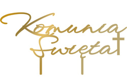 Topper KOMUNIA ŚWIĘTA Złoty Lustrzany KRZYŻ