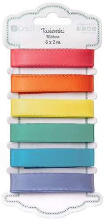 Tasiemki Wstążki Satynowe Kolorowe Brights 2m 6szt