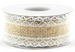Taśma jutowa z białą koronką, 4x500cm