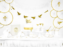 Serwetki KOMUNIJNE Białe ZŁOTE 33x33cm 20szt.