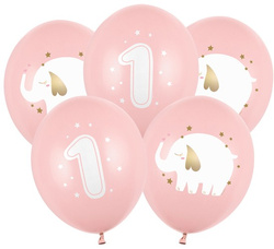 Balony 30 cm, Roczek, Pastel Pale Pink 5  szt.