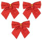 Kokardy Świąteczne Brokatowe CZERWONE 12cm 3szt.